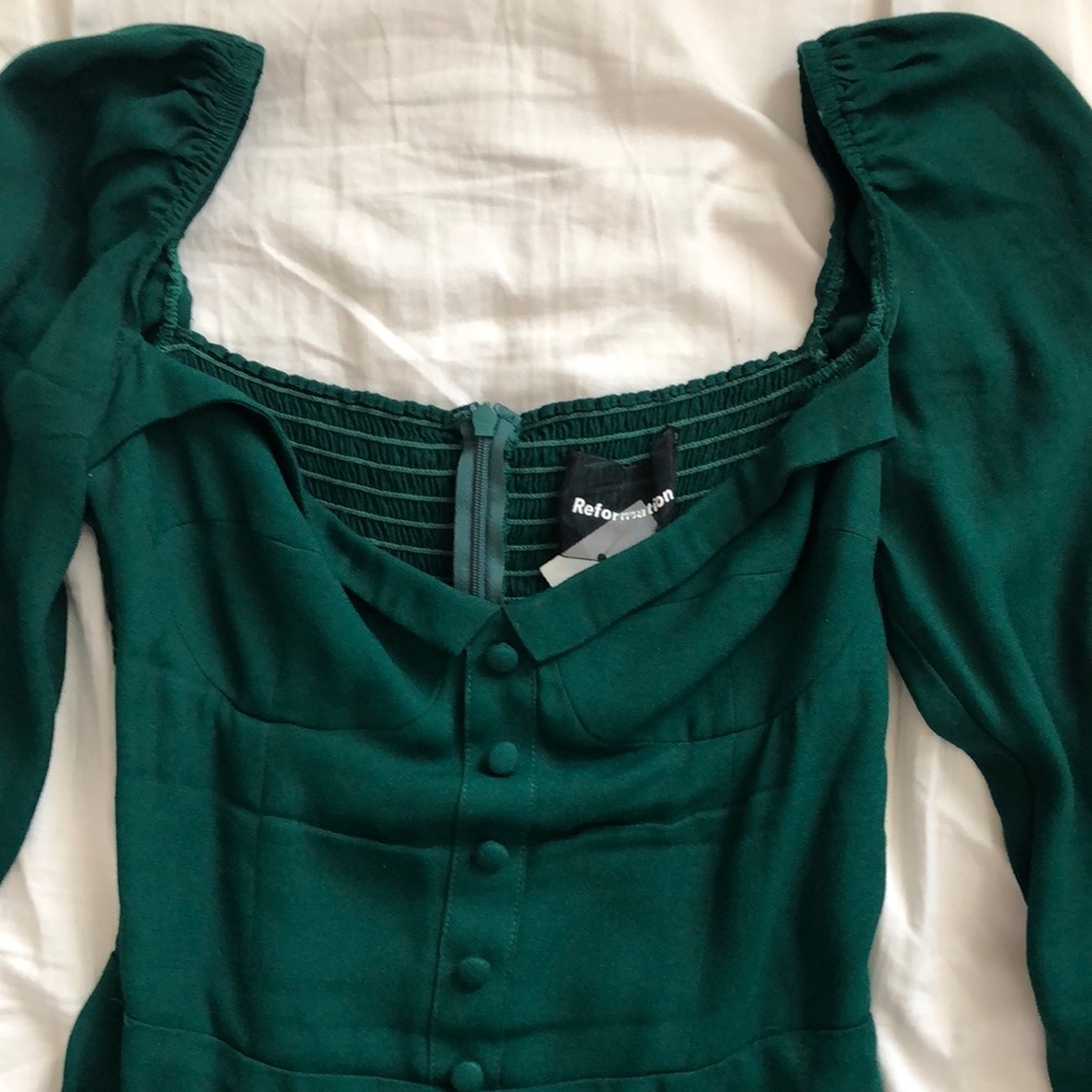 Forest Green Reformation Dress Size 0 - Picture 2 of 3